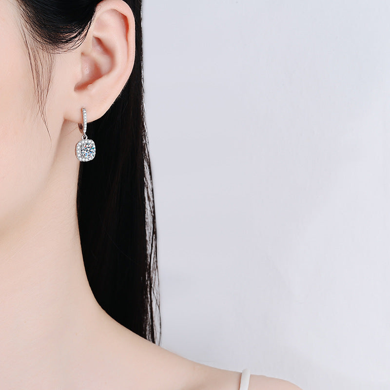 D Color VVS1 Moissanite Hoop Earrings S925 Sterling Silver with GRA Certificate