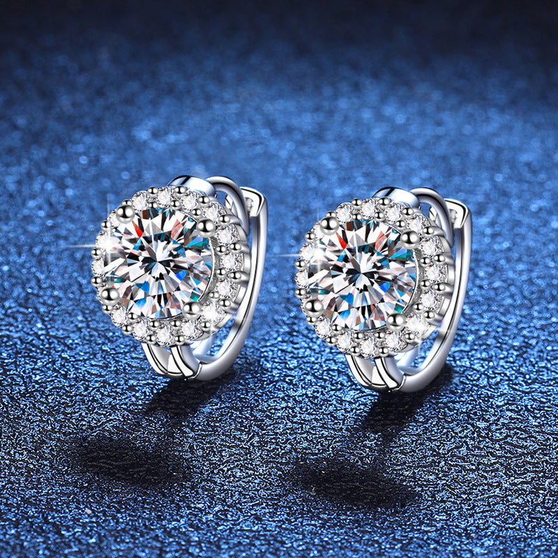 Wholesale Shape Grade D Vvs Round Cut Moissanite Earrings 925 Sterling Silver 0.5ct/1ct Moissanite Hoop Earrings