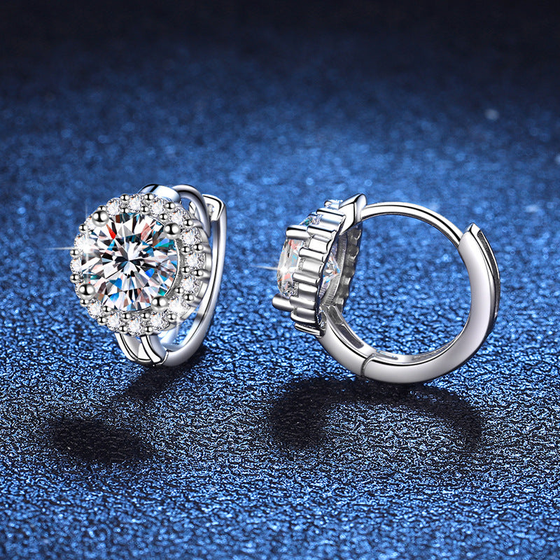 Wholesale Shape Grade D Vvs Round Cut Moissanite Earrings 925 Sterling Silver 0.5ct/1ct Moissanite Hoop Earrings