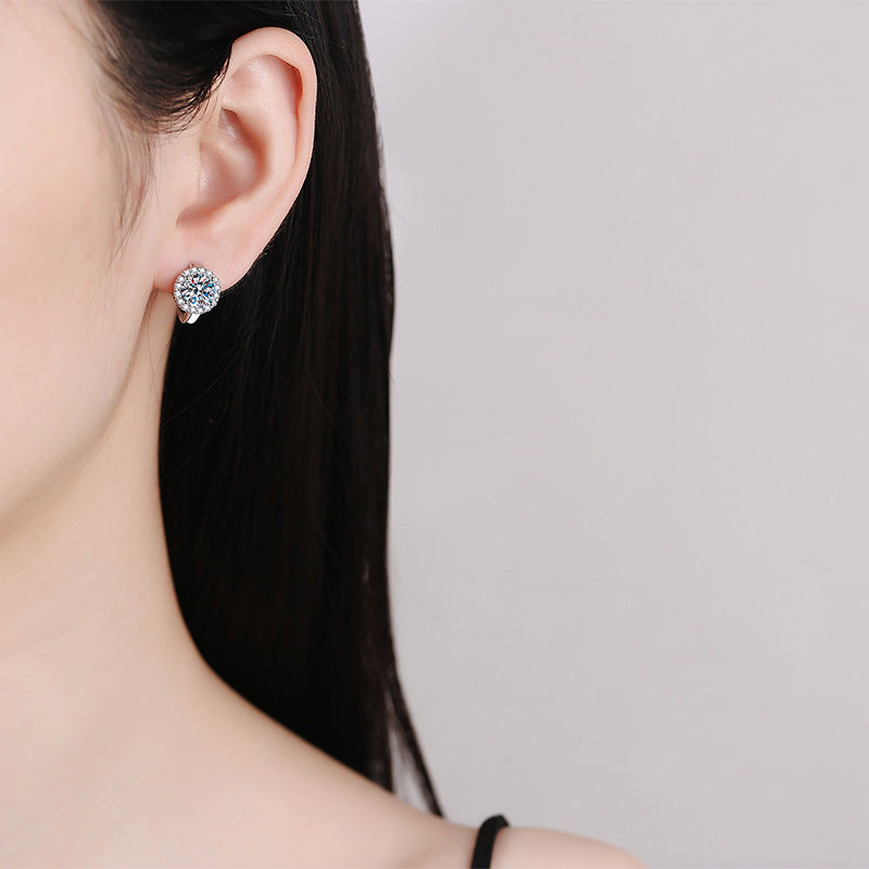 Wholesale Shape Grade D Vvs Round Cut Moissanite Earrings 925 Sterling Silver 0.5ct/1ct Moissanite Hoop Earrings