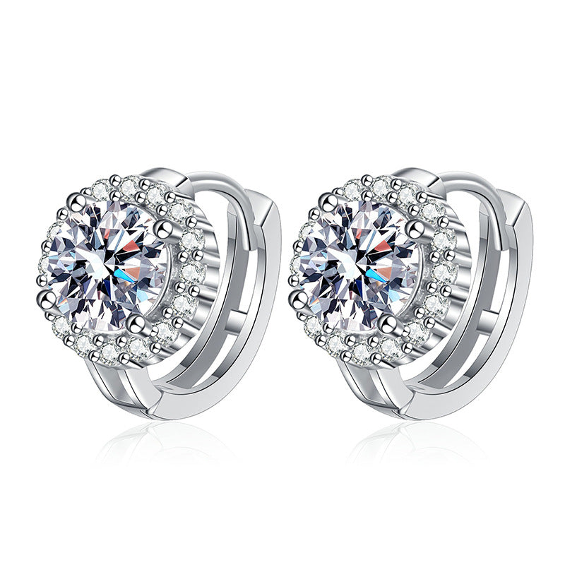 Wholesale Shape Grade D Vvs Round Cut Moissanite Earrings 925 Sterling Silver 0.5ct/1ct Moissanite Hoop Earrings