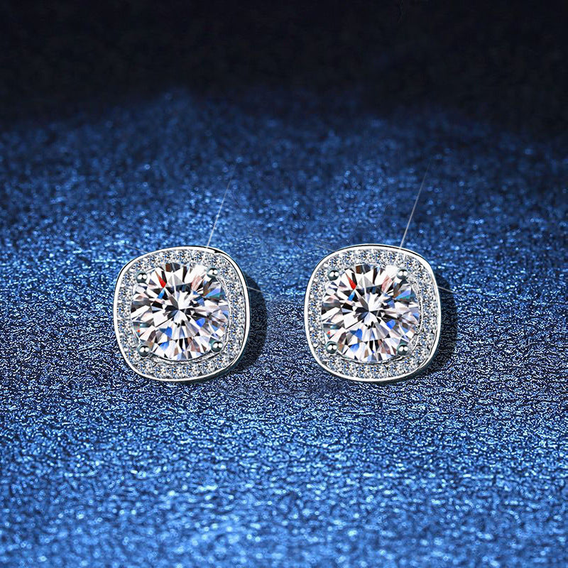 925 Sterling Silver VVS GRA Round Cut Moissanite Stud Earrings 0.5ct/1ct