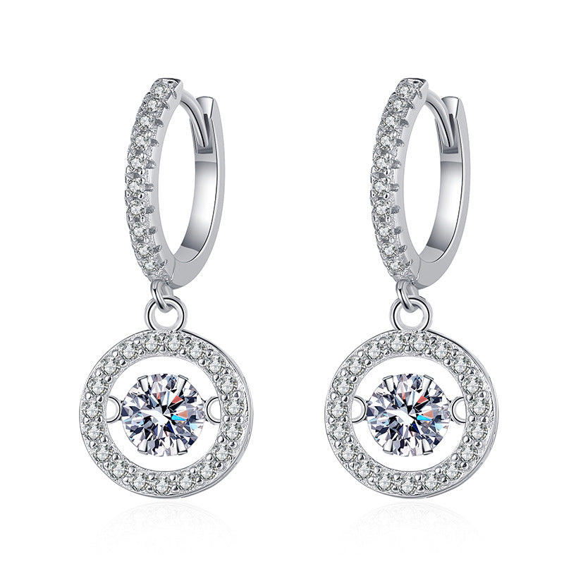 Trendy Round Shape DEF Moissanite Drop Earrings 925 Sterling Silver 0.5ct