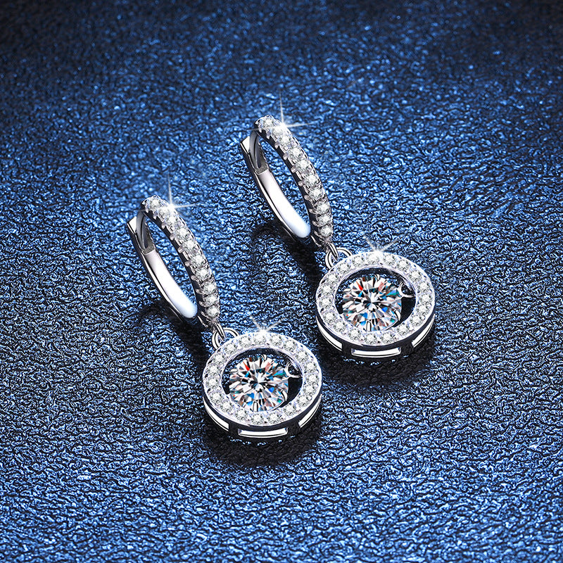 Trendy Round Shape DEF Moissanite Drop Earrings 925 Sterling Silver 0.5ct