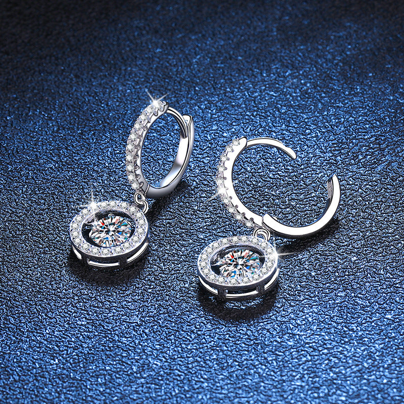Trendy Round Shape DEF Moissanite Drop Earrings 925 Sterling Silver 0.5ct