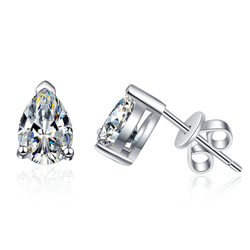 Moissanite Earrings GRA Certified Pear Cut 925 Sterling Silver 1ct
