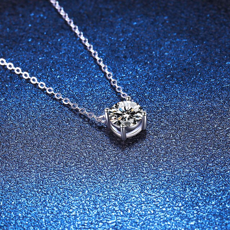 S925 Silver Moissanite Necklace Top Selling 1ct 2ct 3ct 5ct Necklace with GRA Certificate