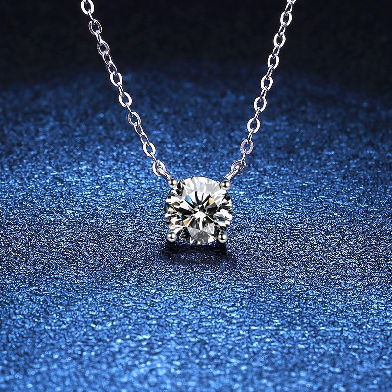 S925 Silver Moissanite Necklace Top Selling 1ct 2ct 3ct 5ct Necklace with GRA Certificate