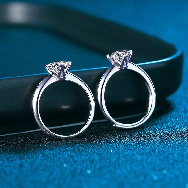 S925 Sterling Silver Classic Round Cut Moissanite Ring 1ct 2ct 3ct VVS1 DEF