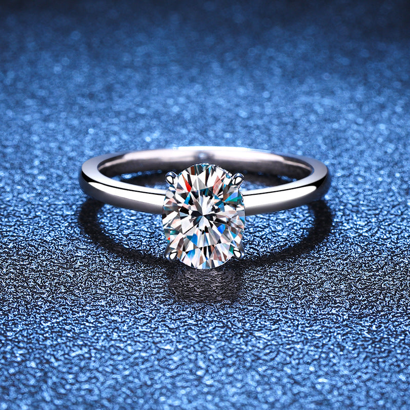 Elegant S925 Sterling Silver Oval Cut 2ct Moissanite Ring