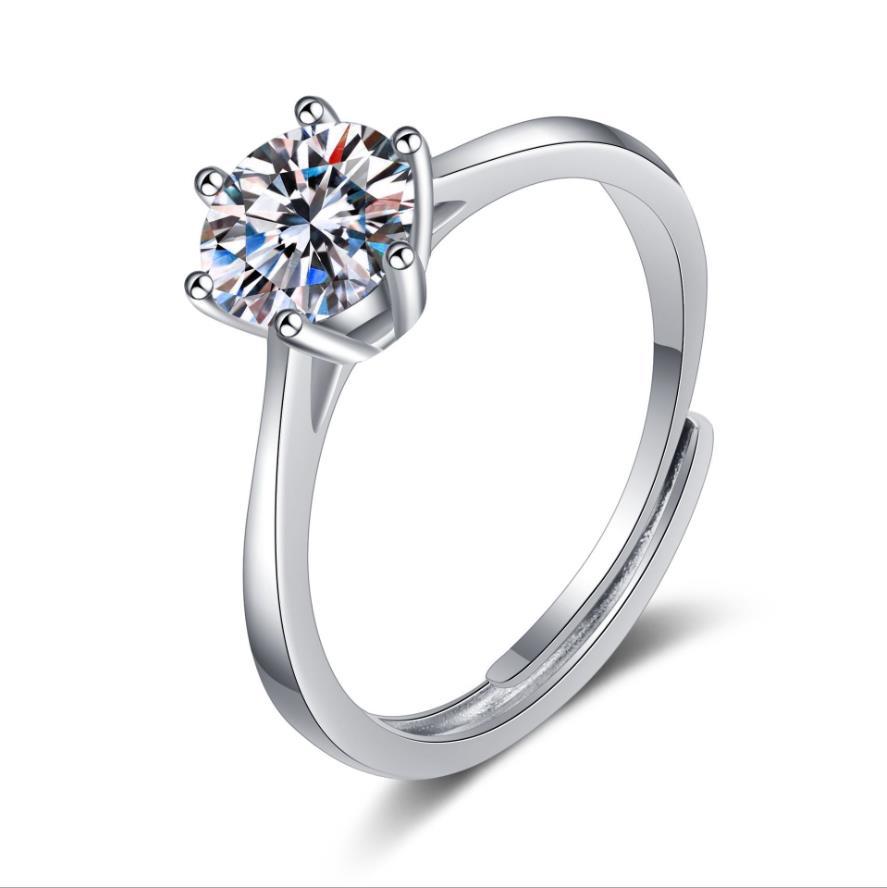 Shining Round Cut Moissanite Rings 925 Sterling Silver 0.3ct/0.5ct/1ct/2ct