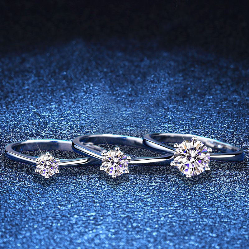 Shining Round Cut Moissanite Rings 925 Sterling Silver 0.3ct/0.5ct/1ct/2ct