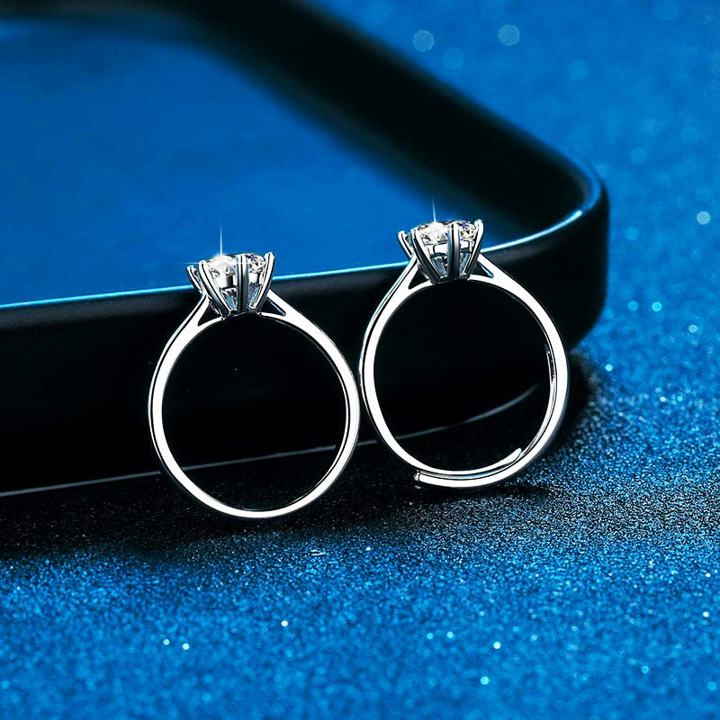 Shining Round Cut Moissanite Rings 925 Sterling Silver 0.3ct/0.5ct/1ct/2ct