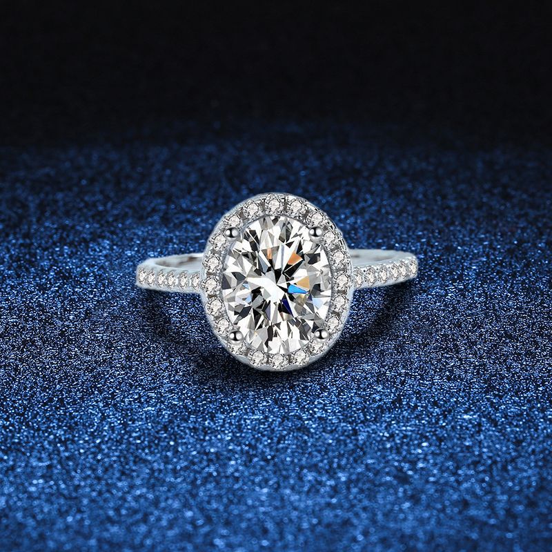 925 Sterling Silver Classic Style Oval Brilliant Cut 1-2 Carat Heteromorphic Moissanite Ring for Women for Wedding or Party
