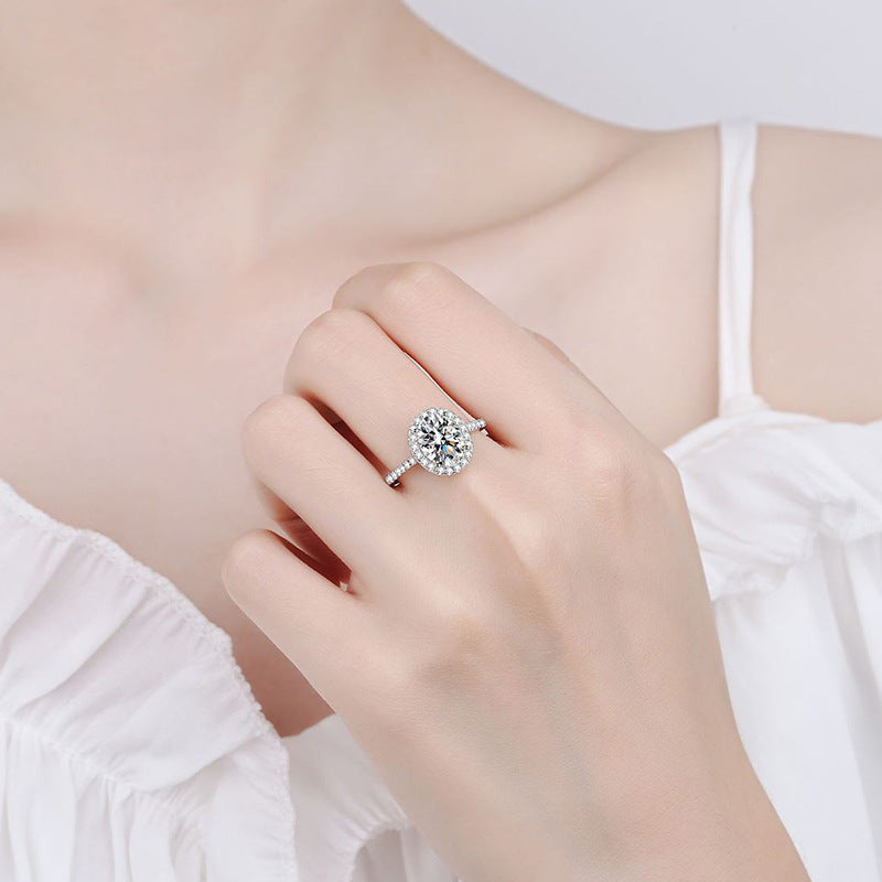 925 Sterling Silver Classic Style Oval Brilliant Cut 1-2 Carat Heteromorphic Moissanite Ring for Women for Wedding or Party