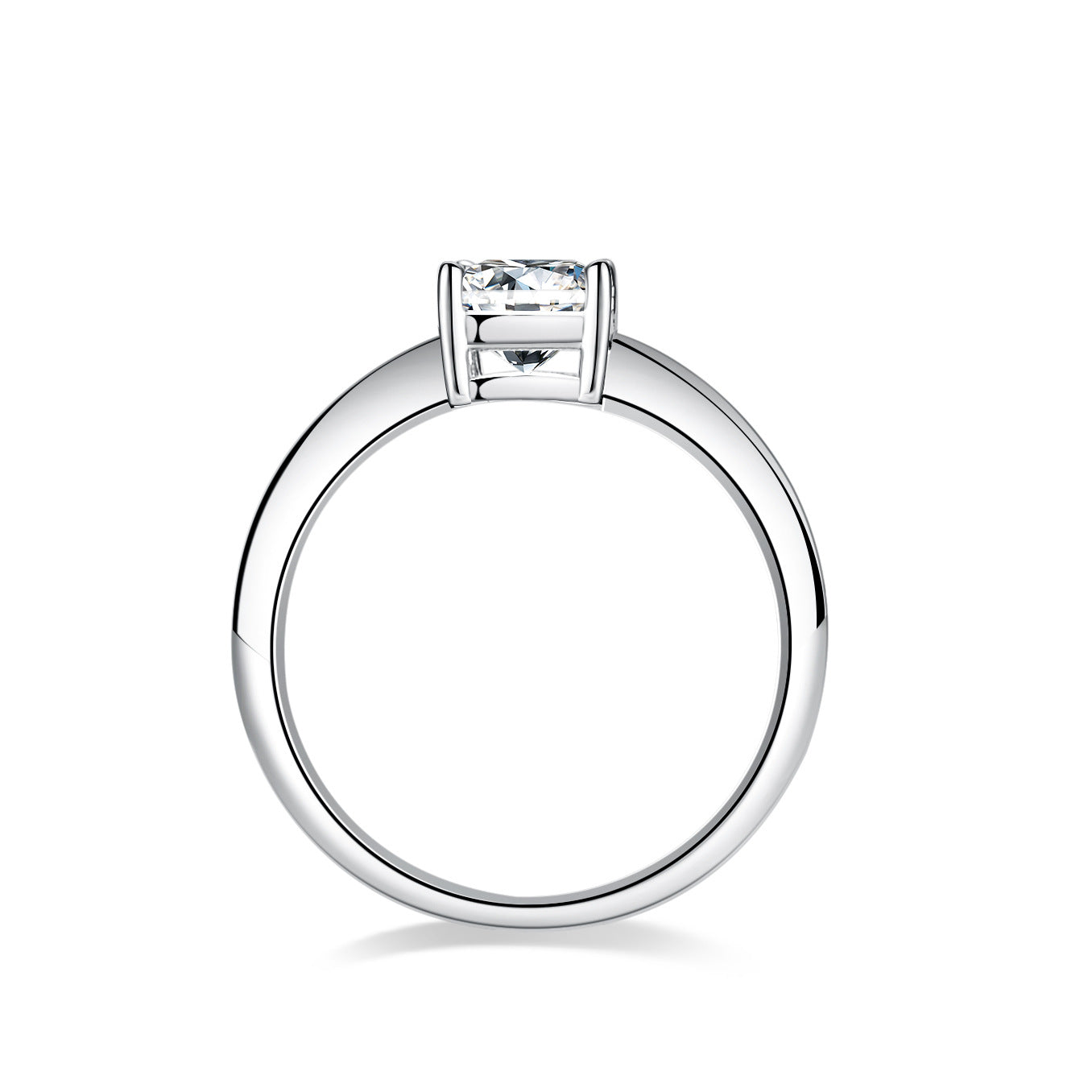 925 Sterling Silver Emerald Cut 2ct Moissanite Wedding Ring Solitaire