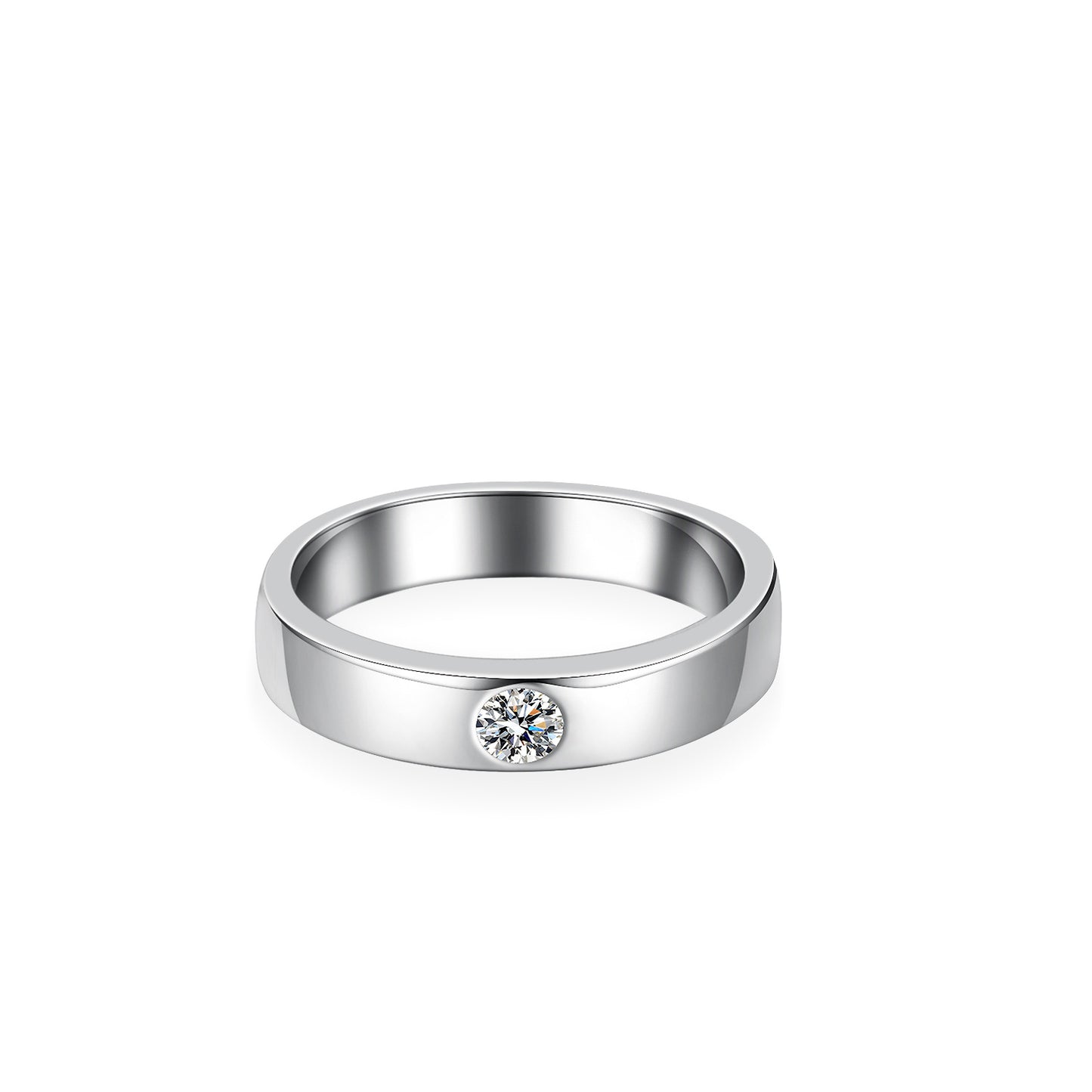 Minimalistic S925 Silver 0.3ct Moissanite Wedding Ring Band for Men