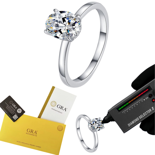 Elegant S925 Sterling Silver Oval Cut 2ct Moissanite Ring