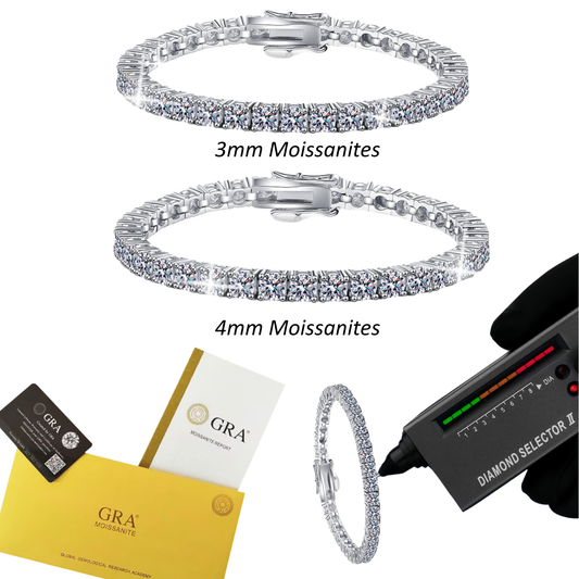 S925 Sterling Silver 1 Carat Moissanite Bracelet Classic Four Claw Ins Style