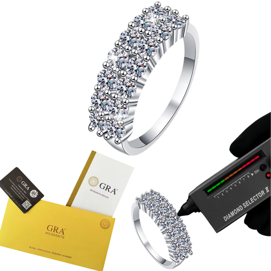 Luxury 2 Row 1.4ct Eternity Band S925 Silver Moissanite Statement Ring for Parties