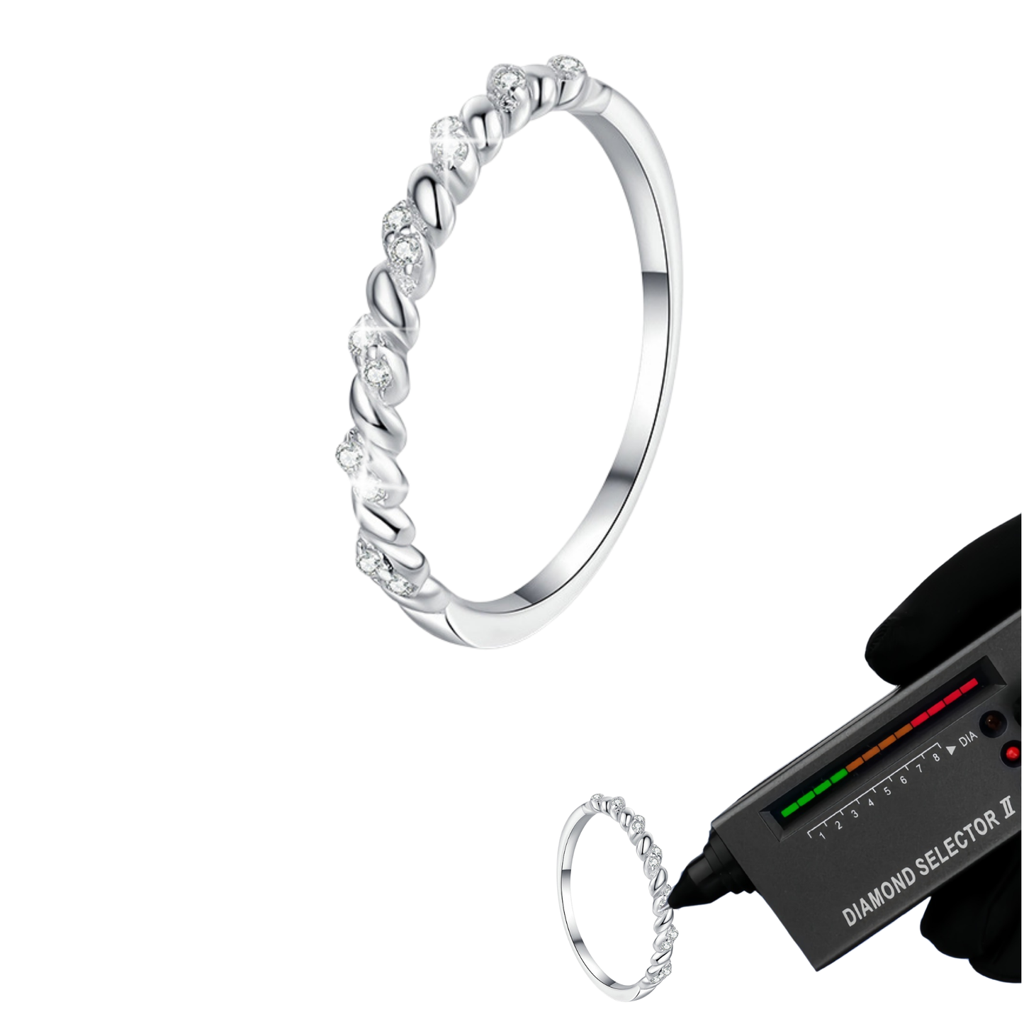 Simple S925 Silver Moissanite Twisted Ring Band for Daily Wear