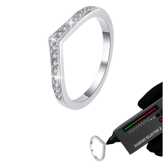 Minimalist Jewelry V-shaped S925 Sterling Silver Moissanite Ring