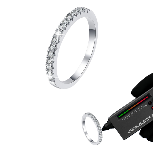 Rhodium Plated 925 Sterling Silver Moissanite Eternity Ring Stackable for Daily Wear
