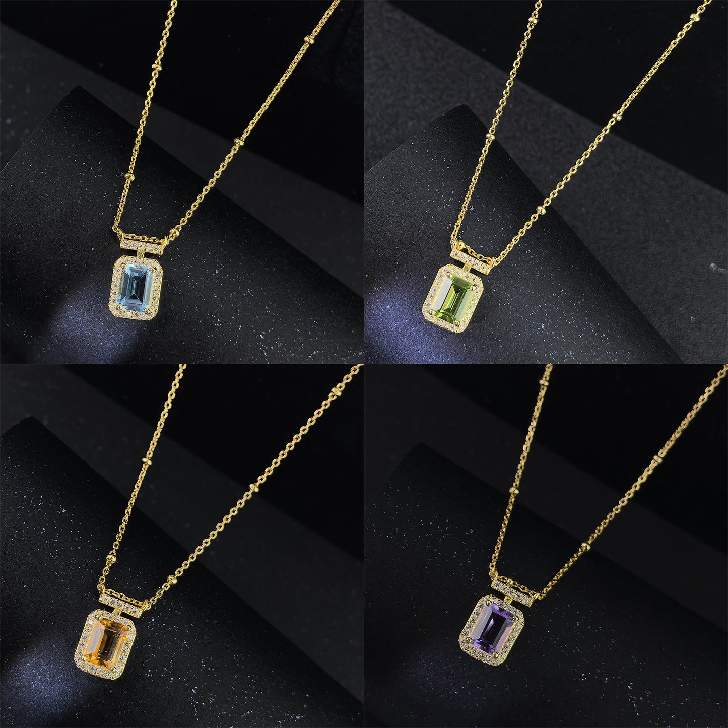 S925 Silver Birthstone Necklace Minimalistic Perfume Shaped
