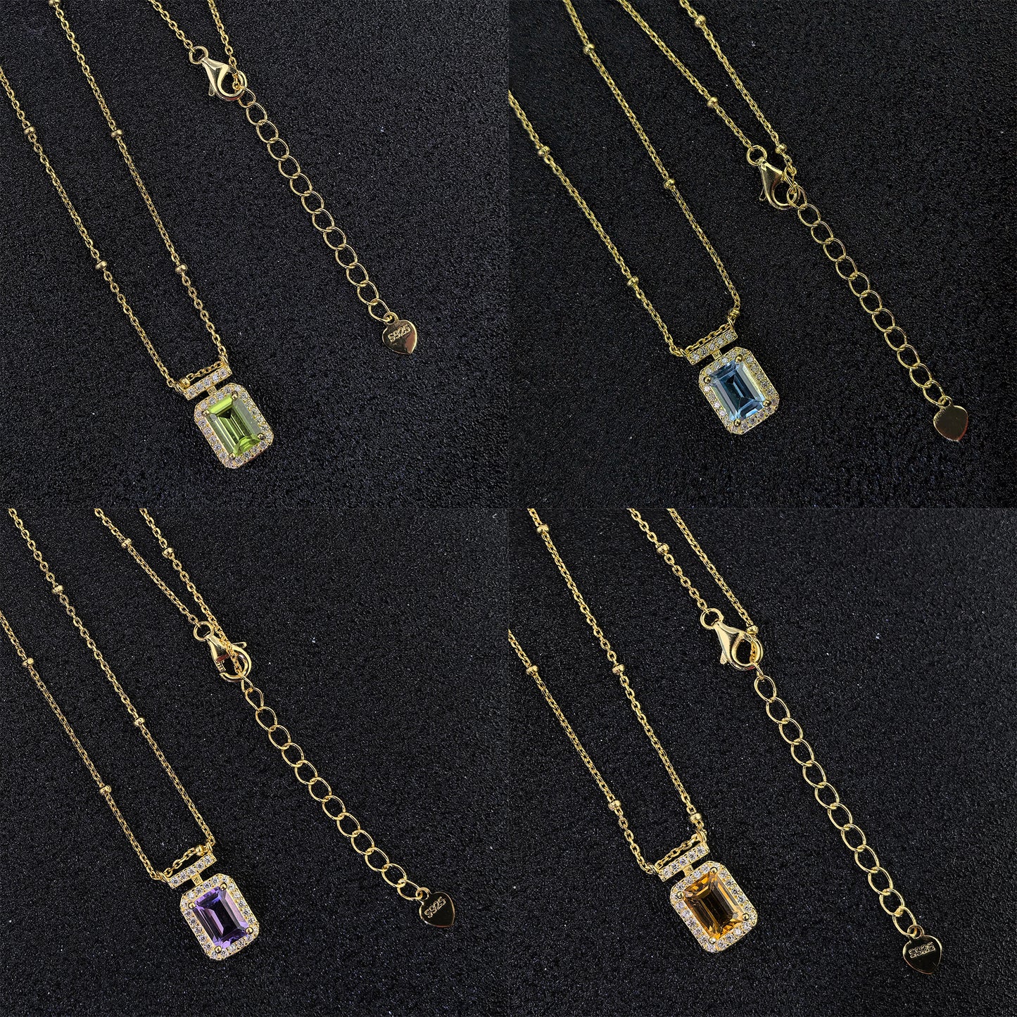 S925 Silver Birthstone Necklace Minimalistic Perfume Shaped