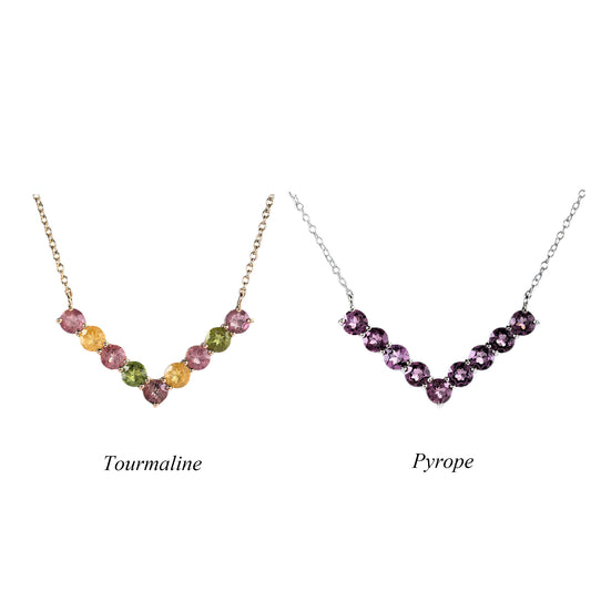Exquisite 925 Silver Jewelry Rhodium/Rose Gold Plated Natural Pyrope/Tourmaline Geometric Pendant