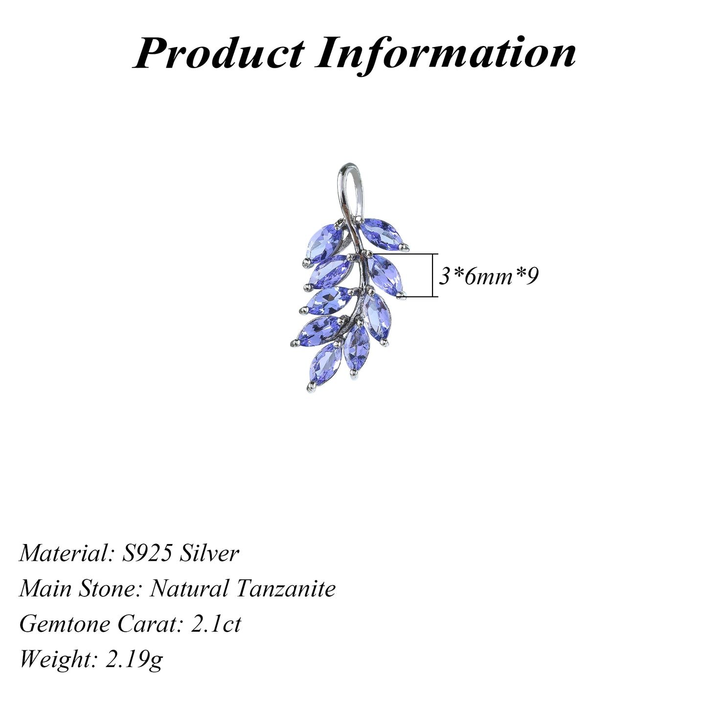 Exquisite Rhodium Plated 925 Silver Grape Pendant with Marquise Cut Natural Tanzanite