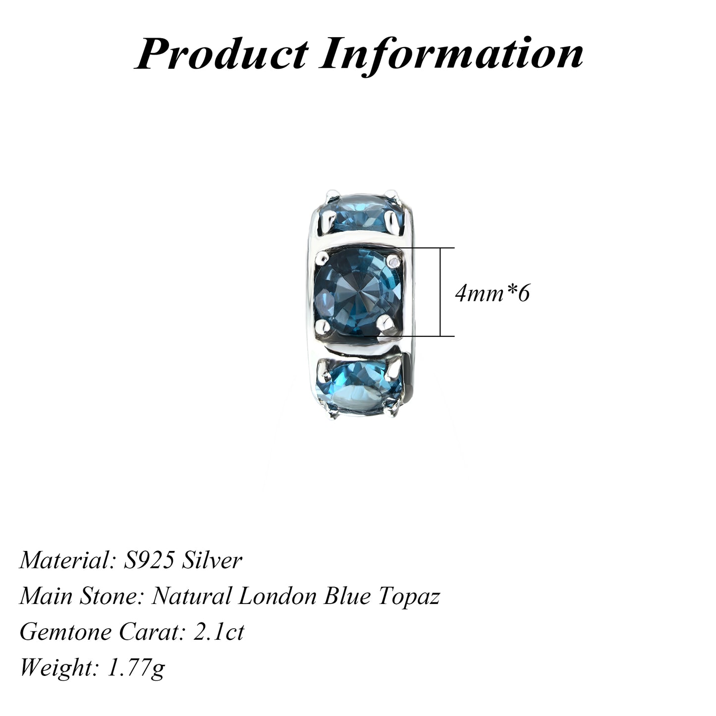 Delicate Rhodium Plated 925 Sterling Silver London Blue Topaz Pendant