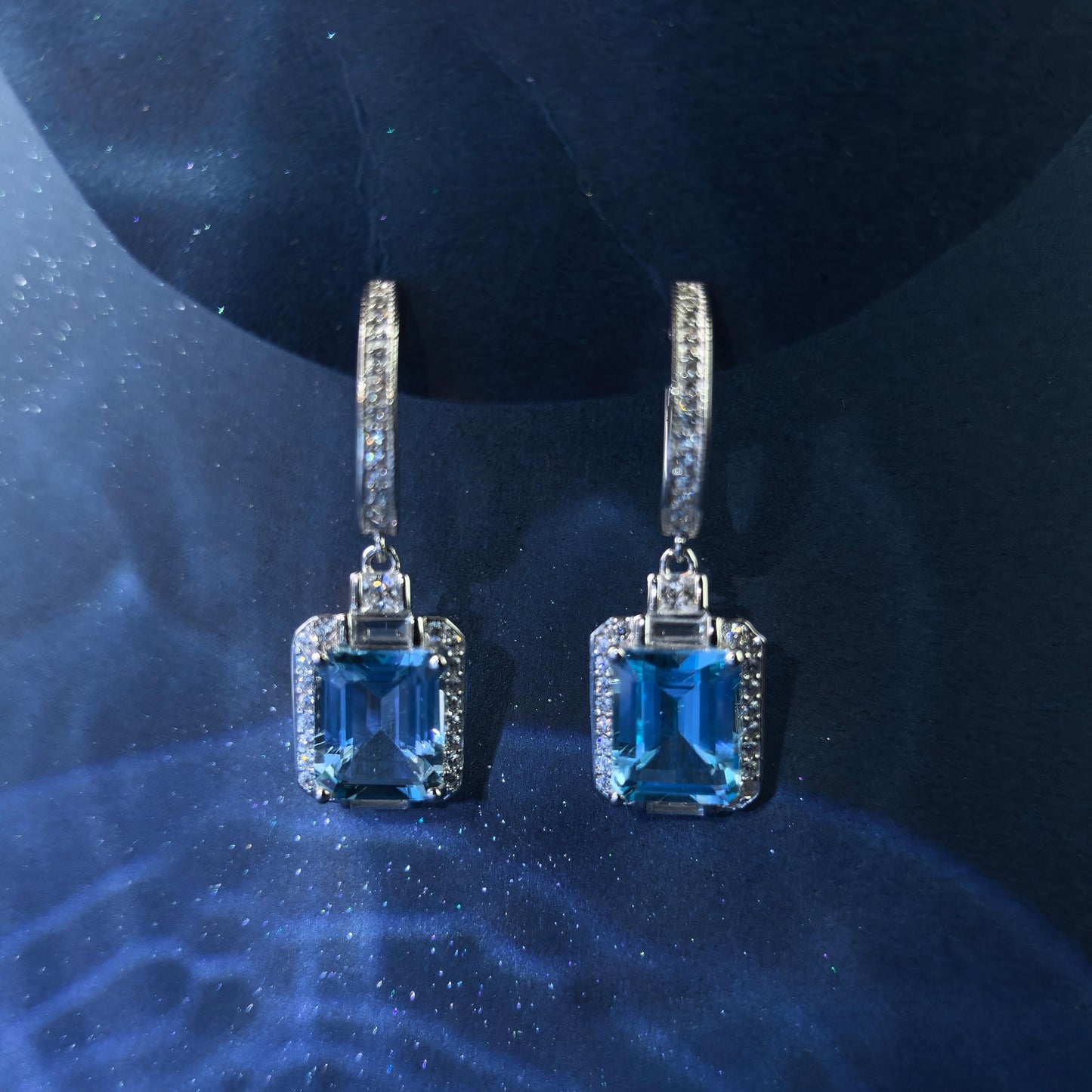 Dazzling Rhodium Plated 925 Silver Jewelry Natural Sky Blue Topaz Drop Earrings