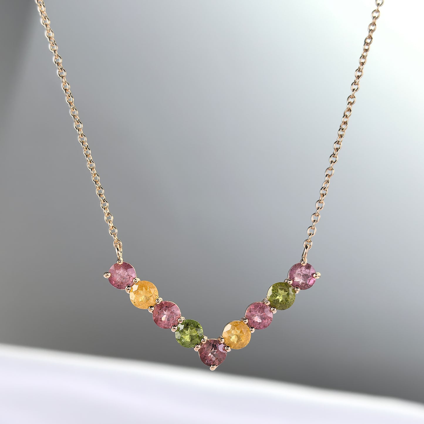 Exquisite 925 Silver Jewelry Rhodium/Rose Gold Plated Natural Pyrope/Tourmaline Geometric Pendant