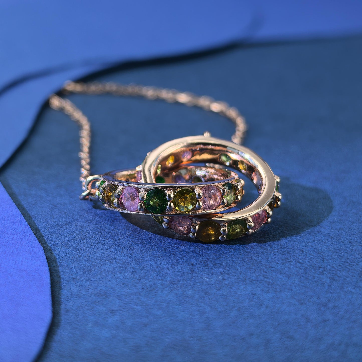 Exquisite Rose Gold Plated Silver 925 Jewelry Natural Tourmaline Necklace