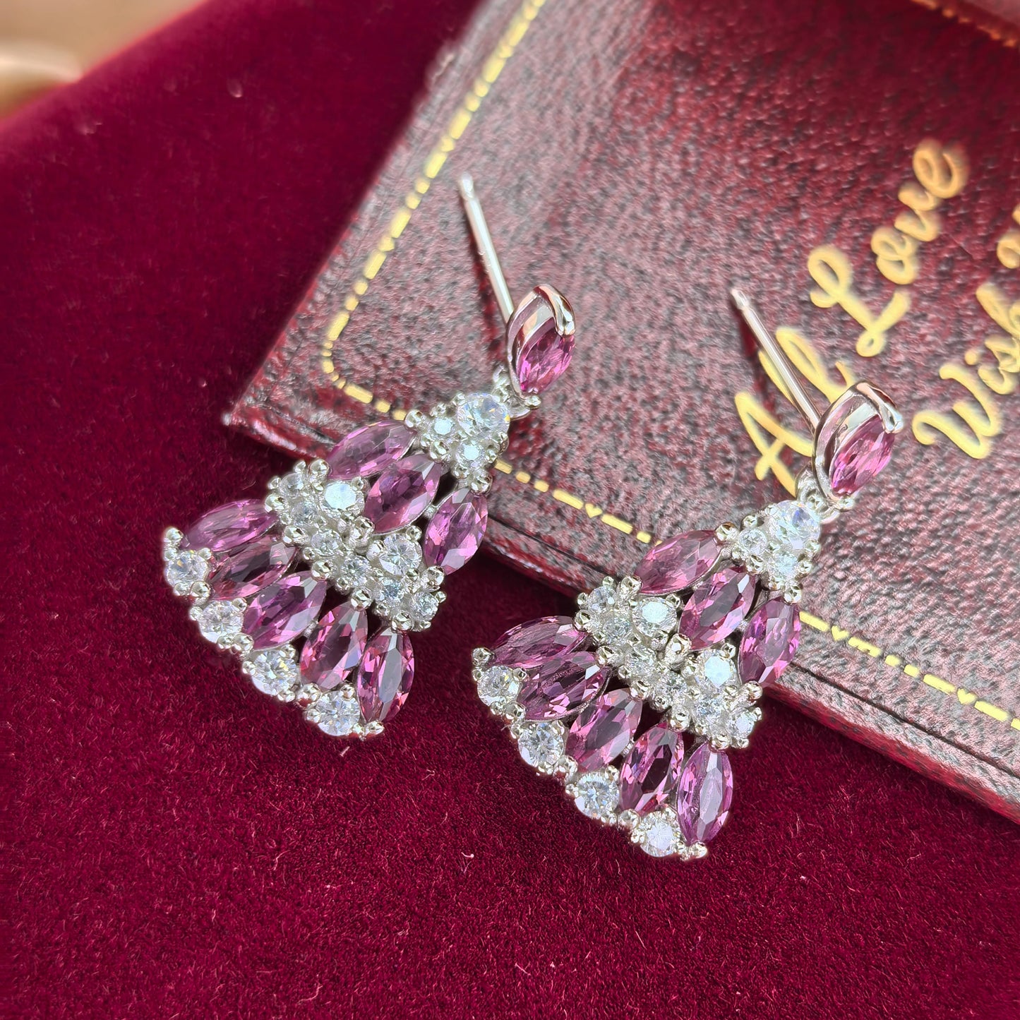 Delicate  S925 Silver Rhodium Plated Natural Pyrope Skirt Drop Earrings