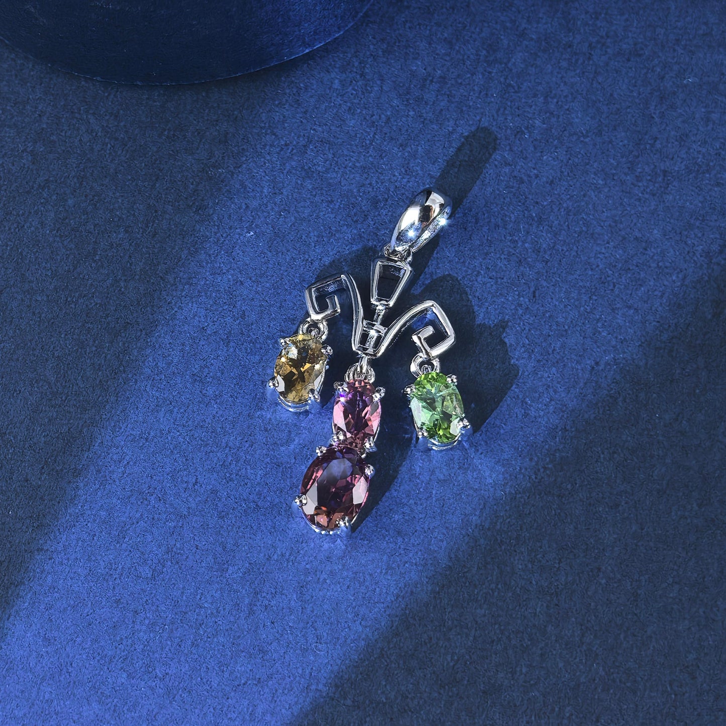 Gorgeous Rhodium Plated 925 Silver Jewelry Natural Tourmaline Pendant