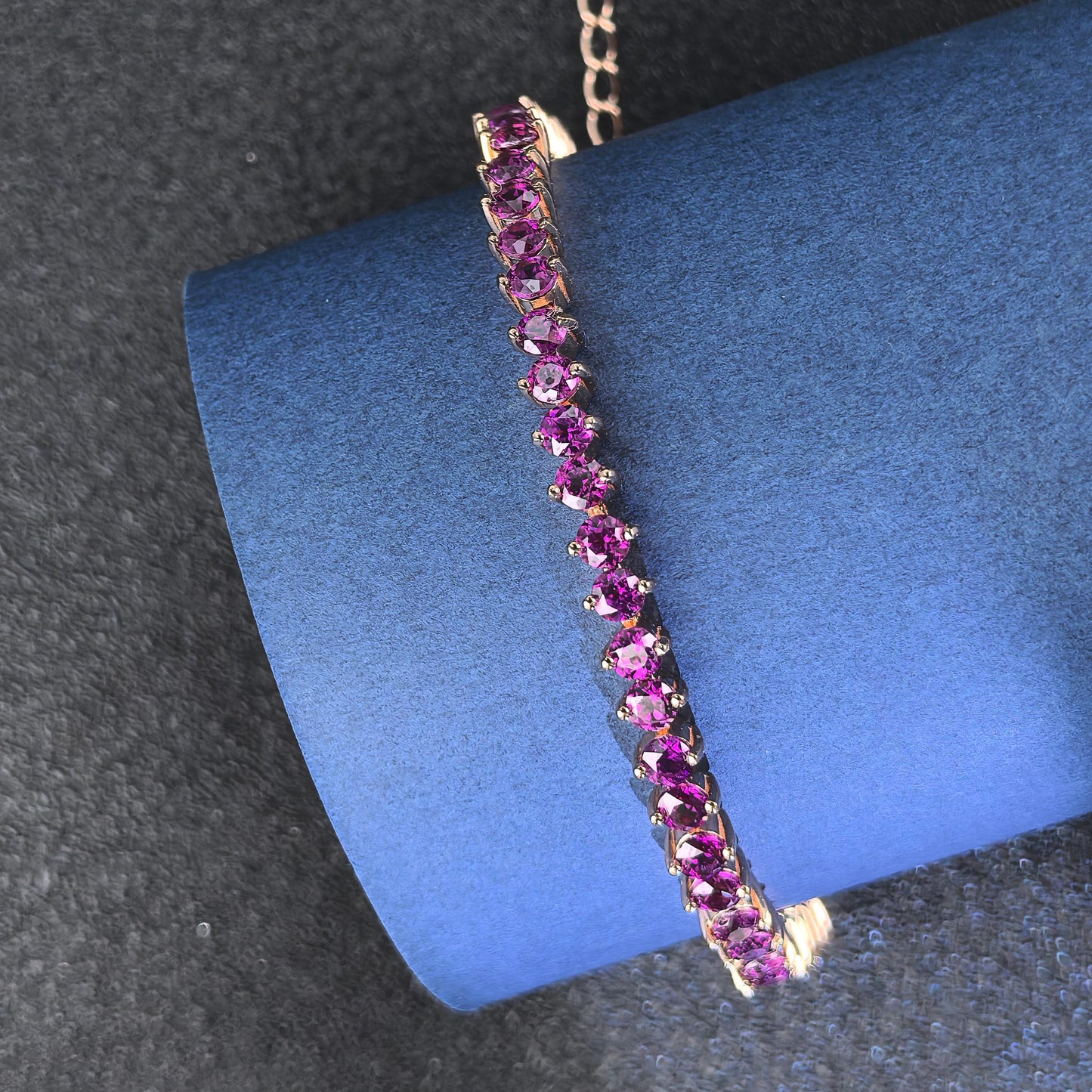 Dazzling Rose Gold Plated Silver 925 Jewelry Natural Pyrope Bracelet