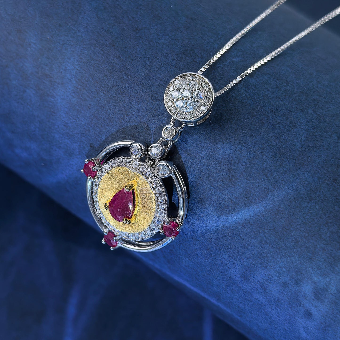 Graceful Dual Color Plated 925 Silver Jewelry Natural Ruby Pendant