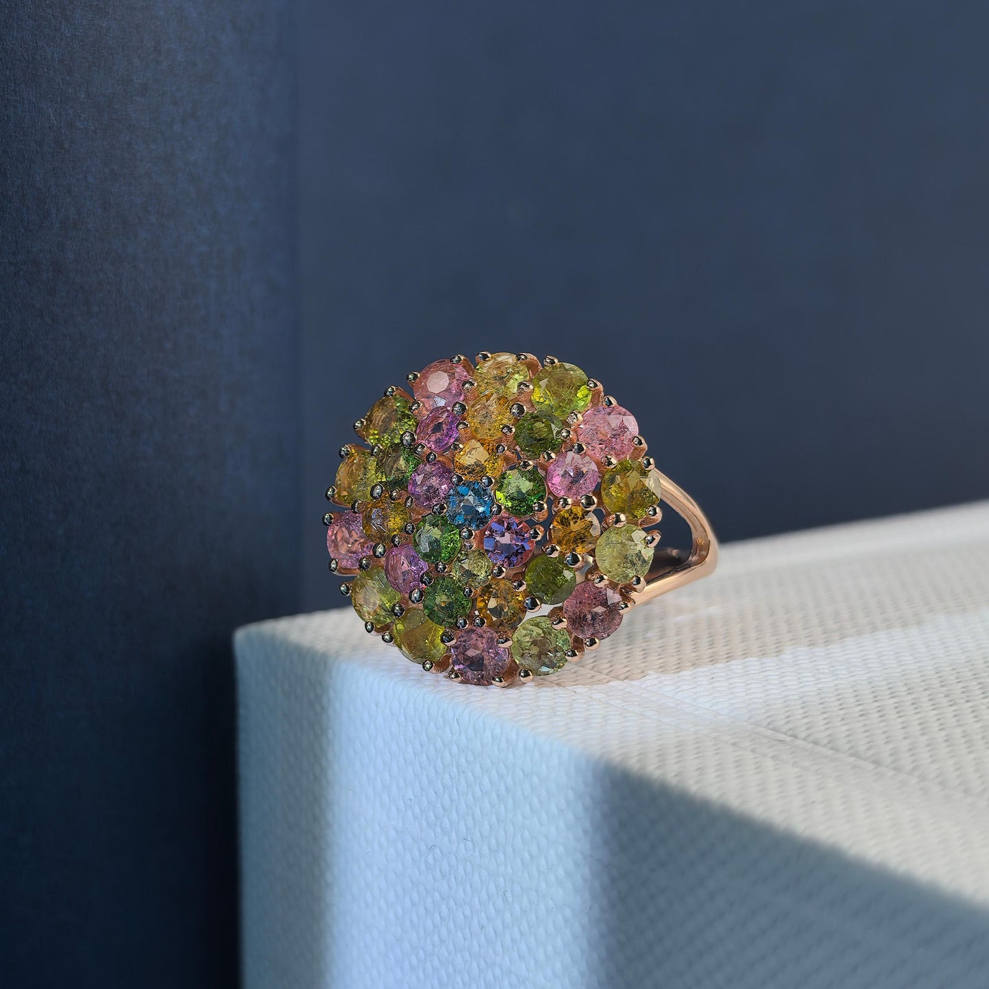 Graceful Rose Gold & Silver 925 Jewelry Natural Tourmaline Gemstone Ring