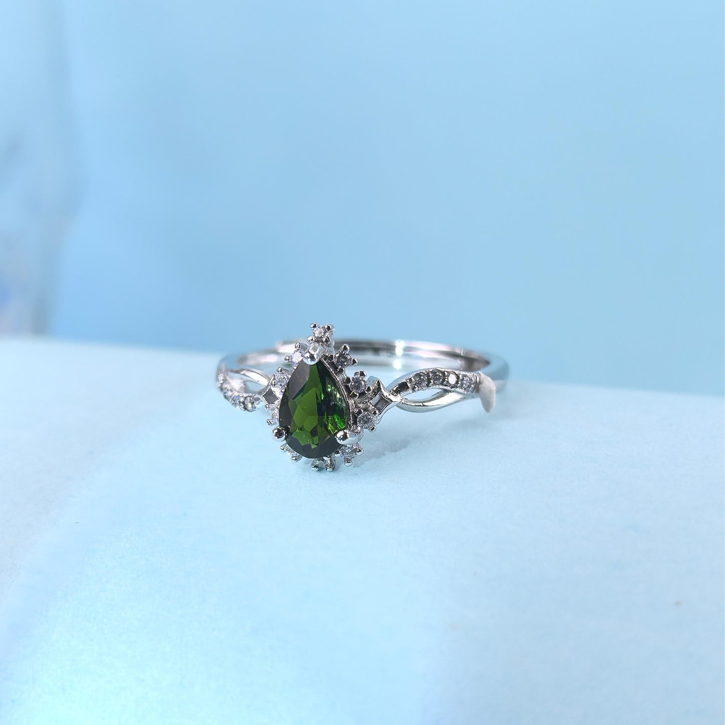 Gorgeous Rhodium Plated 925 Silver Jewelry Natural Tourmaline Ring