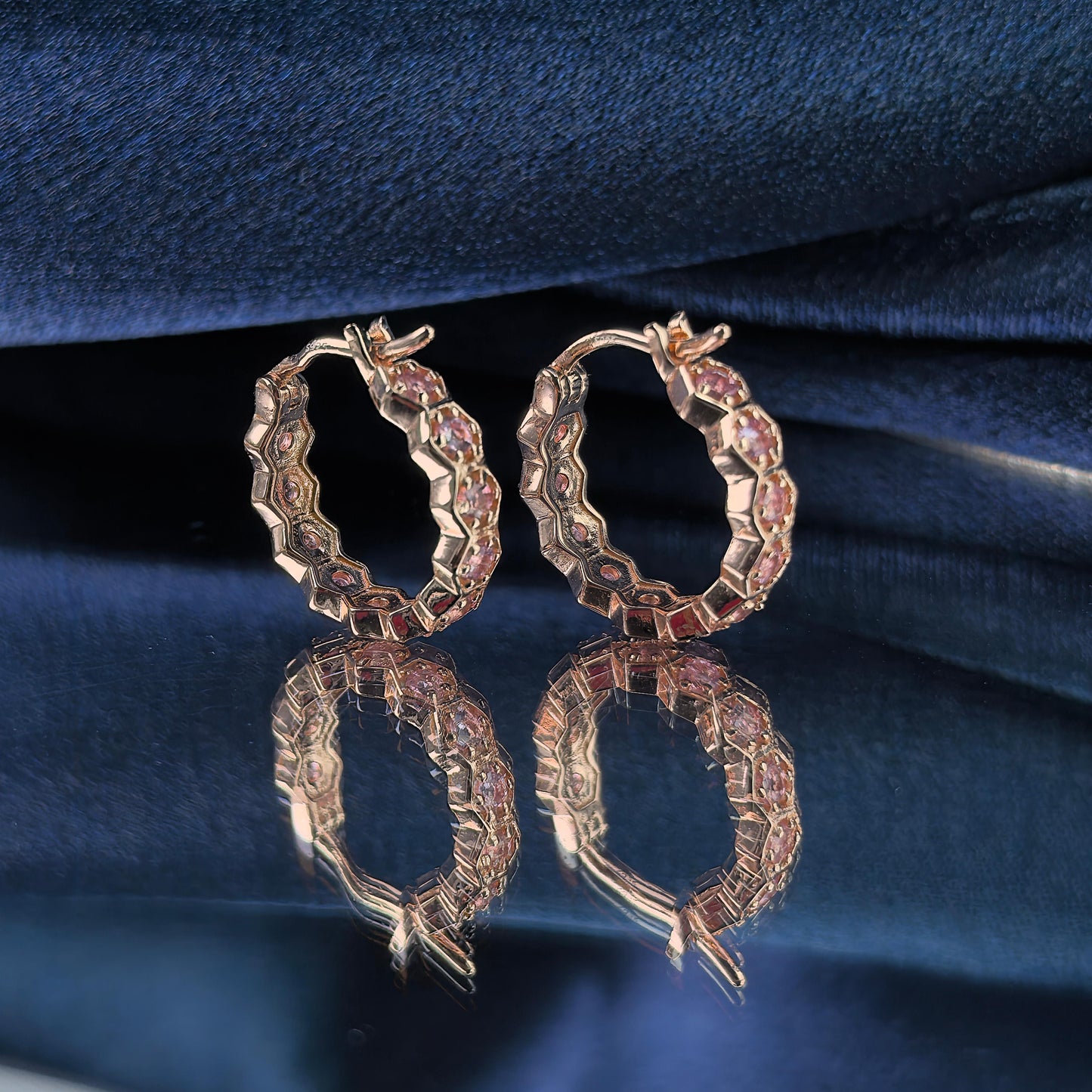 Unique Rose Gold Plated Silver 925 Jewelry Natural Tourmaline Hoop Earrings