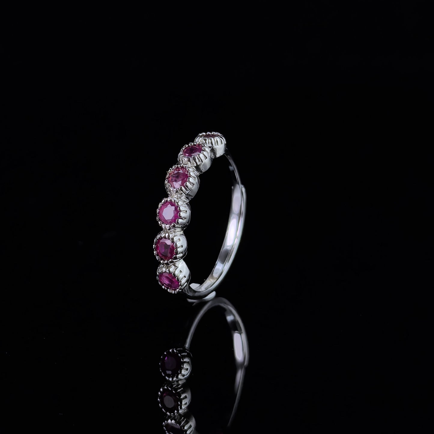Exquisite Rhodium Plated 925 Silver Jewelry Natural Ruby Ring