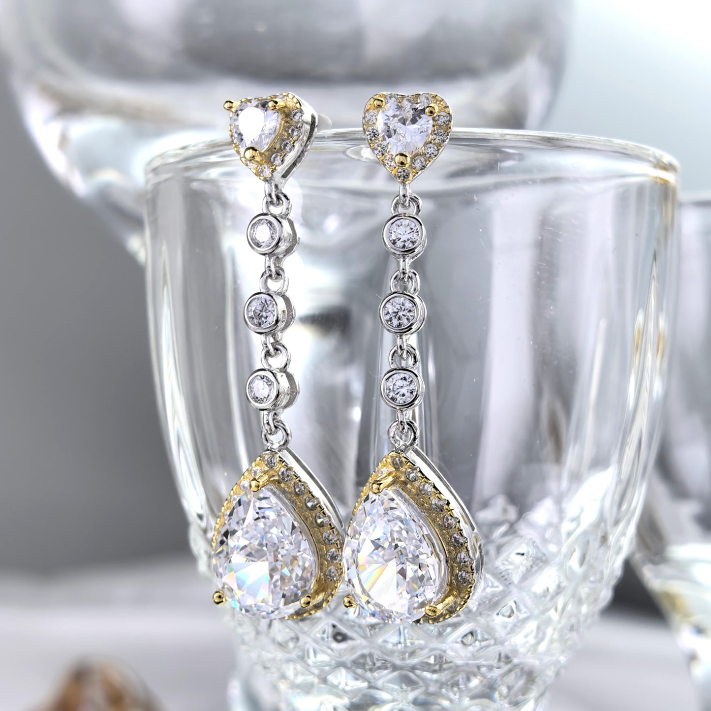S925 Silver Crushed Teardrop Ice Cut Cubic Zirconia Earrings