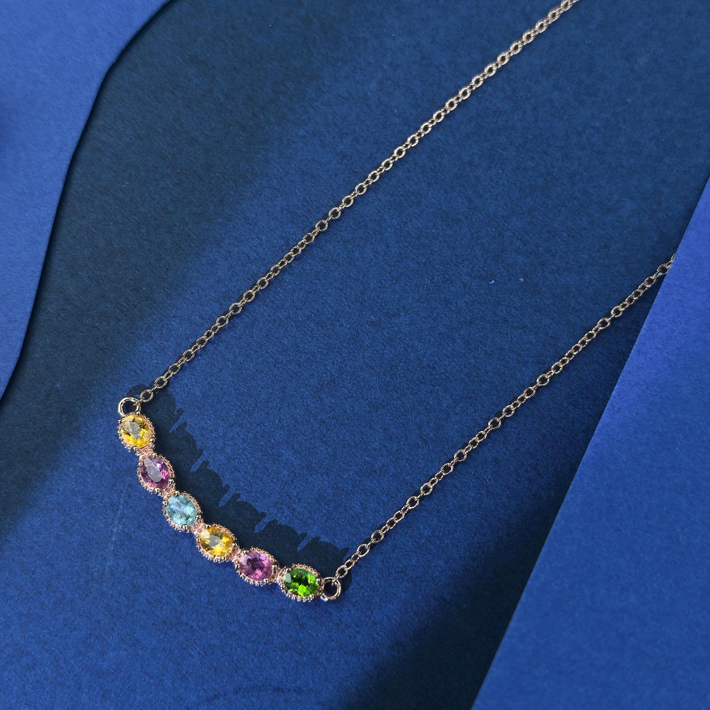 Exquisite Rose Gold Plated Silver 925 Jewelry Natural Tourmaline Necklace