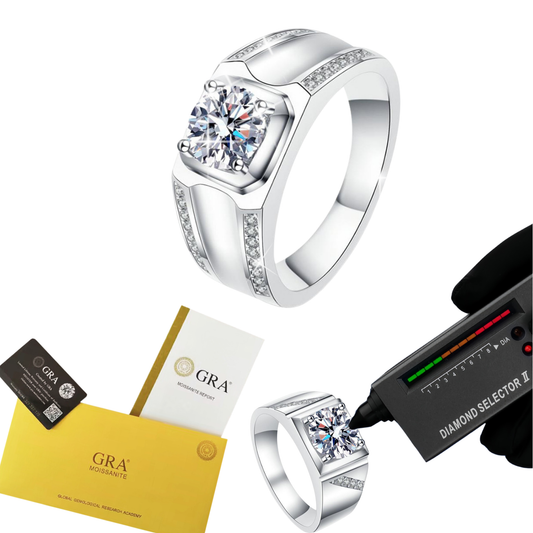 Luxury 1 Carat Moissanite Ring 925 Sterling Silver with GRA Certified