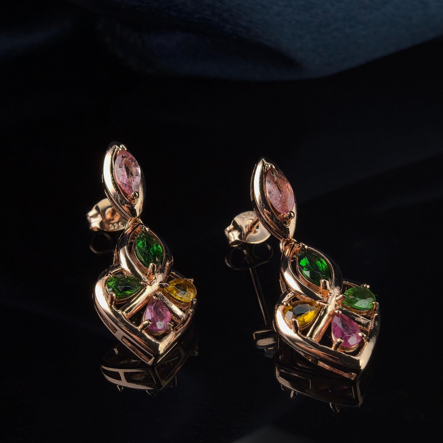 Graceful Rose Gold Plated 925 Silver Jewelry Natural Tourmaline Drop Earrings