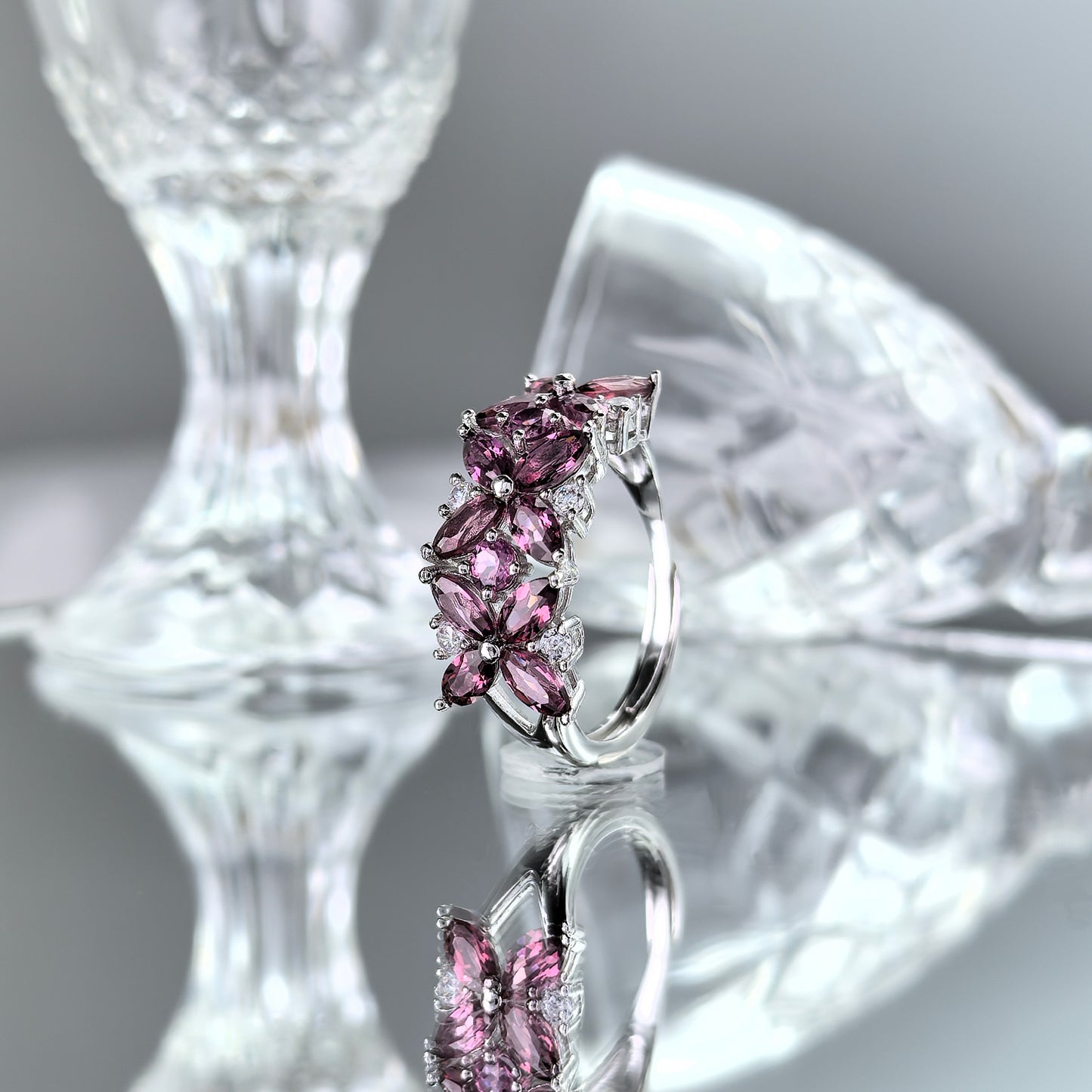 Original 925 Silver Jewelry Rhodium Plated Oval Cut  Natural Moonstone Ring