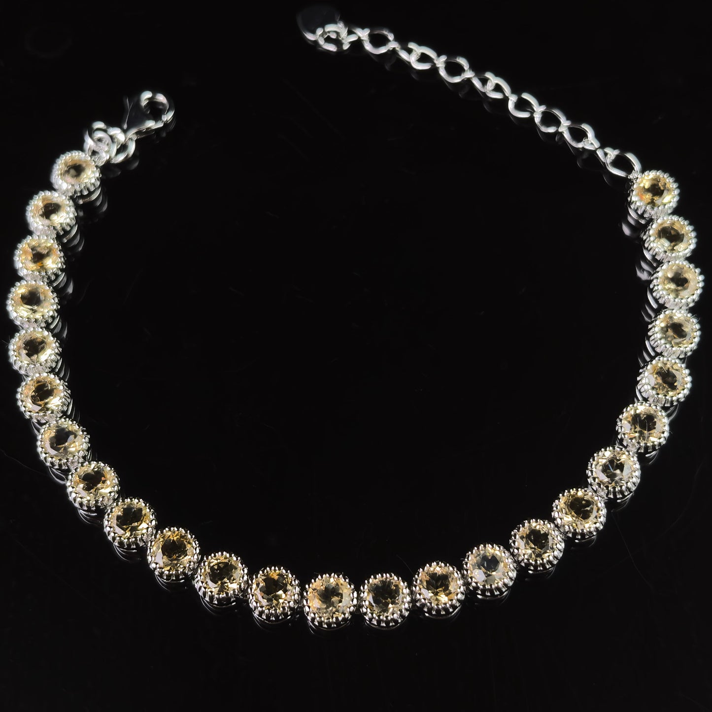 Delicate Rhodium Plated Silver 925 Jewelry Natural Citrine Bracelet