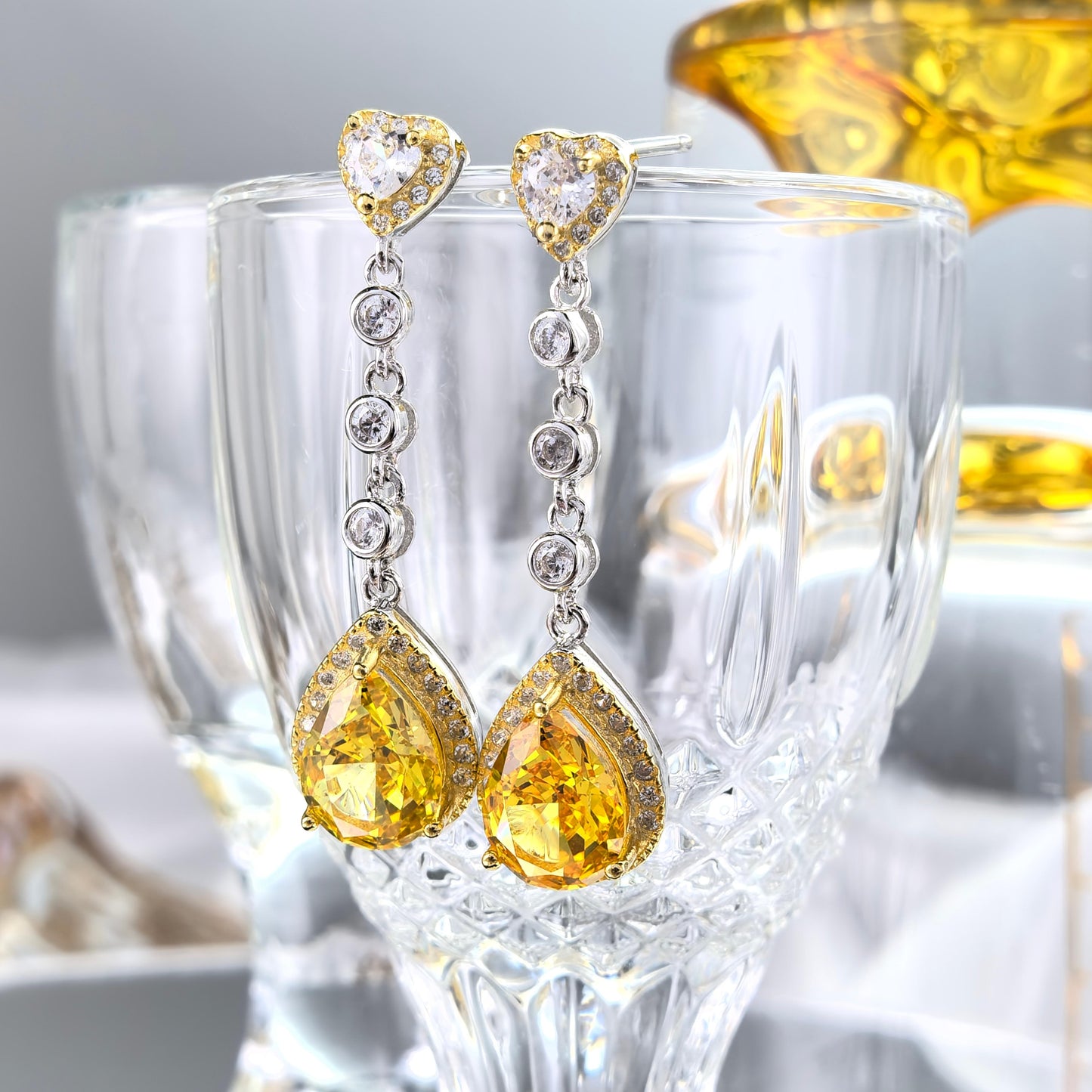 S925 Silver Crushed Teardrop Ice Cut Cubic Zirconia Earrings